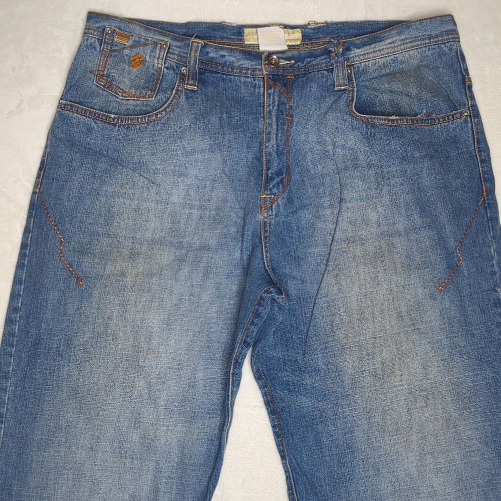 Rocawear Jeans Men's‎ 38 x 34 Black Embroidered Baggy Skater Grunge Y2K Hip Hop
